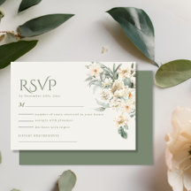 Olive Sage Green Ivory Florals Botanische Hochzeit