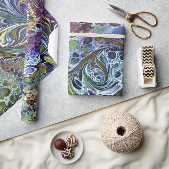 Olive Salbei grün, lila blau, abstrakt Geschenkpapier (Kunsthandwerk)