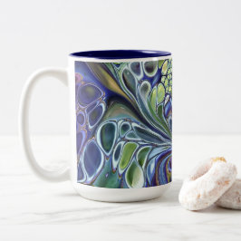 Olive Salbeigrün, lila blau-bordeauxfarbene Tasse