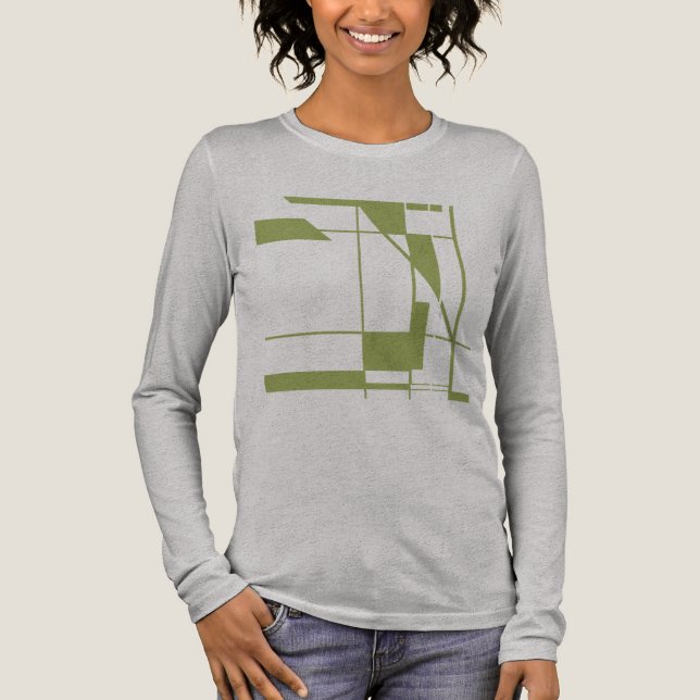 Olive Shapes Lines MCM inspiriert geometrische Abs Tri-Blend Shirt (Vorderseite)