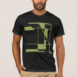 Olive Shapes Lines MCM Look Geometrie Abstrakt T-Shirt