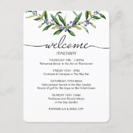 Olive Sprig Wedding Itinerary Willkommensgruß Begleitkarte