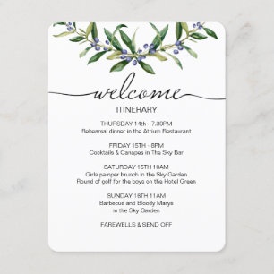 Olive Sprig Wedding Itinerary Willkommensgruß Begleitkarte