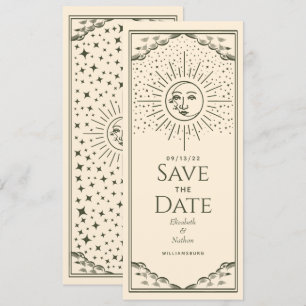 Olive Sun and Moon Tarot Card Save the Date Einladung