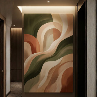 Olive Terracotta Abstract Gallery Art Canvas Print Leinwanddruck