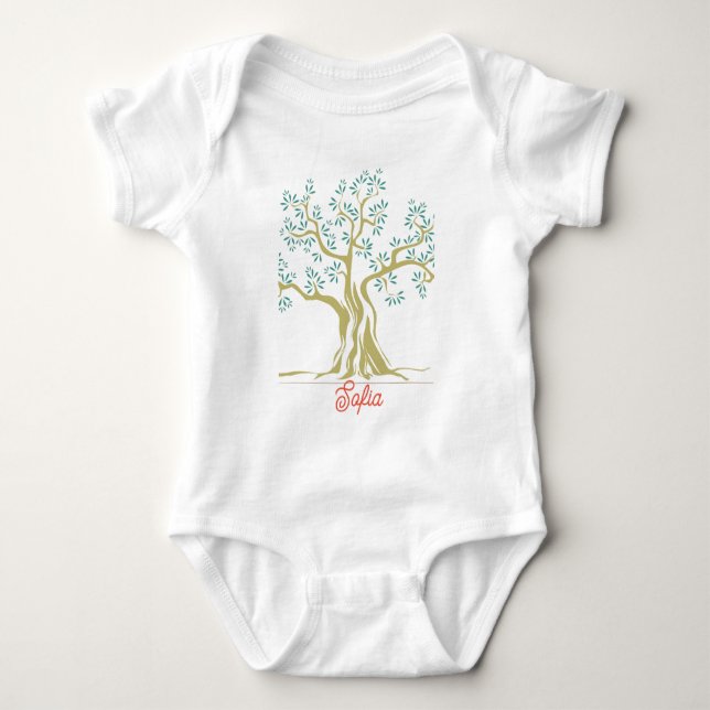 Olive tree Babybodysuit Personalisiert Baby Strampler (Vorderseite)