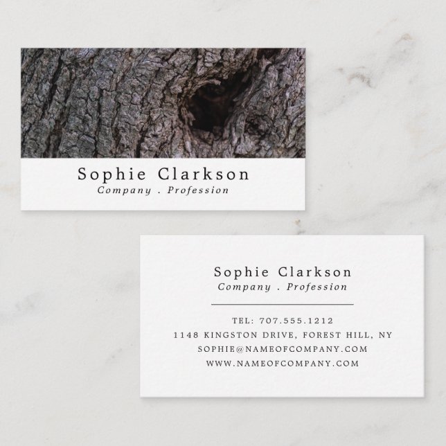 Olive Tree Bark Wood Effect, Rustic Visitenkarte (Vorne/Hinten)