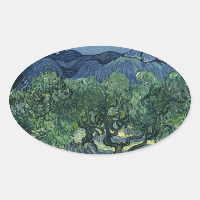 Olive Trees by Van Gogh Ovaler Aufkleber (Vorderseite)