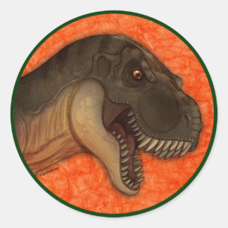 Olive Tyrannosaurus Runder Aufkleber