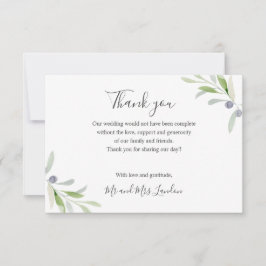 Olive und Blätter grün Hochzeit danke