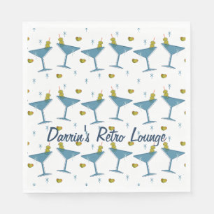 Olive und Blue Martini Party Napkin aus dem Mittel Serviette