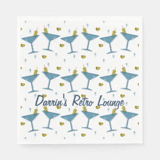 Olive und Blue Martini Party Napkin aus dem Mittel Serviette