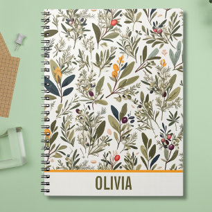 Olive und Kräuter Minimalistisch Elegantes Persona Notizblock