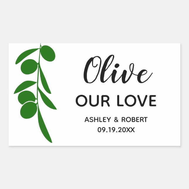 Olive Unsere Liebe Aufkleber für Olivenöl, Rectang (Vorderseite)