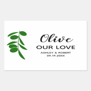 Olive Unsere Liebe Aufkleber für Olivenöl, Rectang