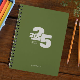 Olive Vert foncé Chevauché Année Spirale hebdomada