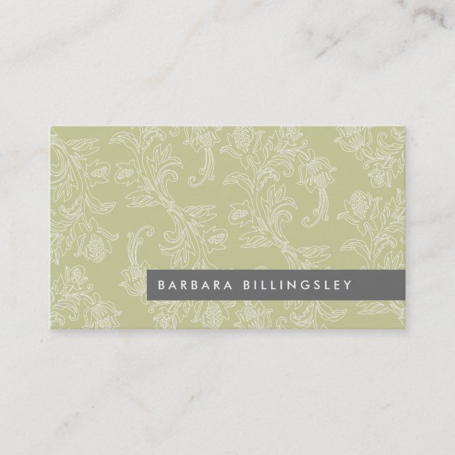 Olive Vintag floral Muster Business Card Design Visitenkarte (Vorderseite)