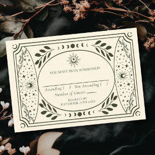 Olive Vintage Tarot Card Gothic Wedding RSVP Begleitkarte