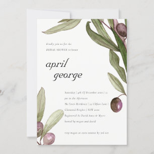 OLIVE WATERCOLOR FOLIAGE INVITATION FÊTE DES MARIÉ