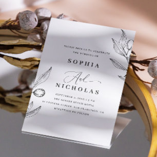 Olive Wedding Botanisches Foto + QR-Code Einladung
