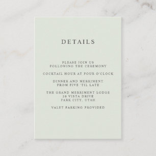 Olive WEDDING Hotel Detail Unterkunft Begleitkarte
