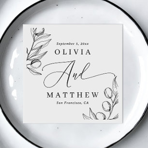 Olive Wedding Minimalistisches Delikatskript Serviette