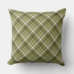 Olive/weiß Kariert Reversible Pilze Kissen