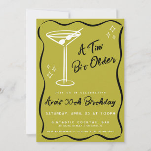 Olive Whimsical Tini Bit Older Martini Geburtstag Einladung