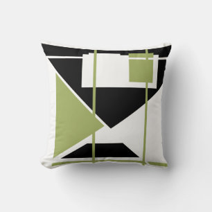 Olive White Black MCM Look Dreiecke Quadrate LInes Kissen