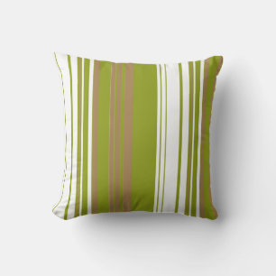 Olive, White Retro Streifen Art Design Abstrakt Kissen