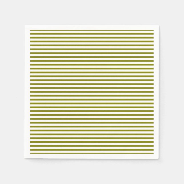 Olive-white Streifen Muster Party Papier Serviette (Vorderseite)