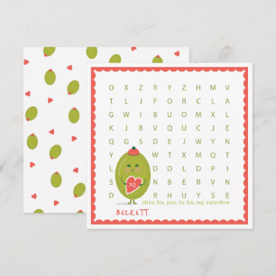 Olive Word Trouver Classroom Valentine Cartes
