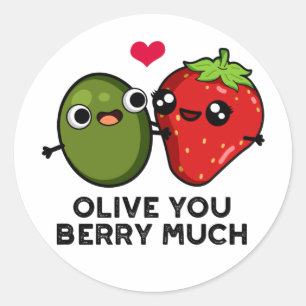 Olive You Berry Much Funny Fruit Pub Runder Aufkleber