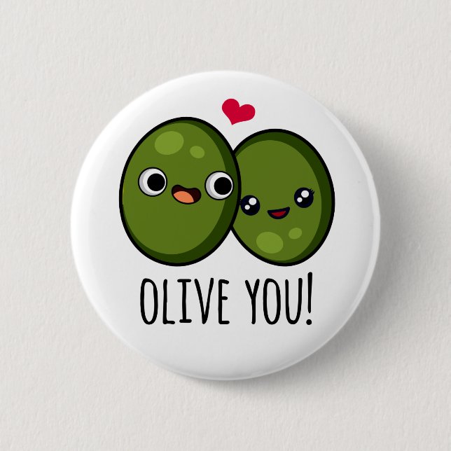 Olive You Funny Liebe Puff Button (Vorderseite)