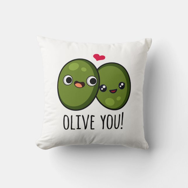 Olive You Funny Liebe Puff Kissen (Vorderseite)