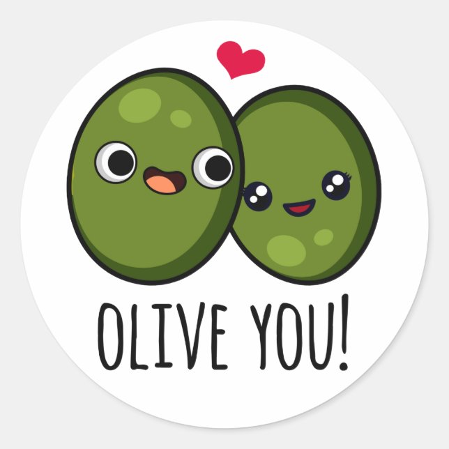Olive You Funny Liebe Puff Runder Aufkleber (Vorderseite)