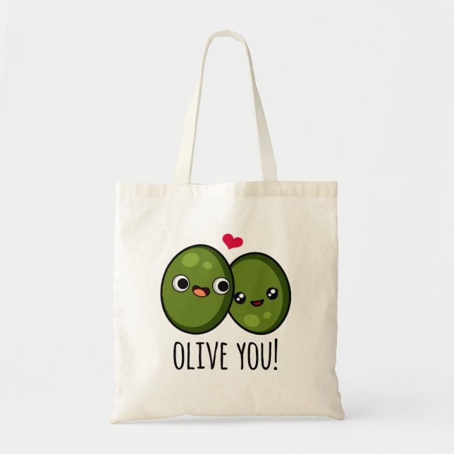 Olive You Funny Liebe Puff Tragetasche (Vorne)