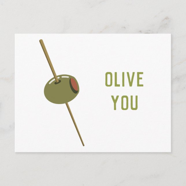 Olive You (I Love You) Feiertagspostkarte (Vorderseite)