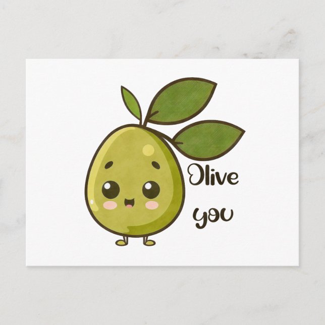 "Olive You" Kawaii Olive Postkarte (Vorderseite)