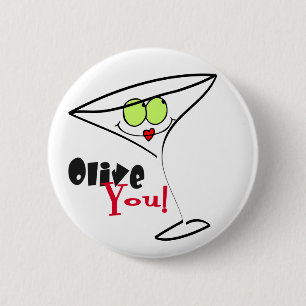 Olive You Martini Valentine Button