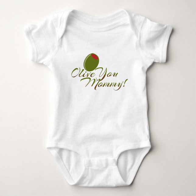 "Olive You Mommy" Niedlicher Baby-Bodysuit Baby Strampler (Vorderseite)