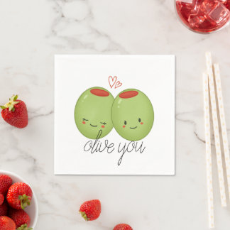 Olive You Napkins Serviette