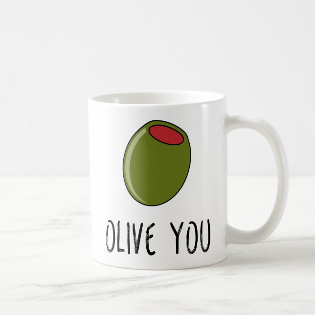 Olive You, Pun, Funny I Liebe Sie Kaffeetasse (Rechts)