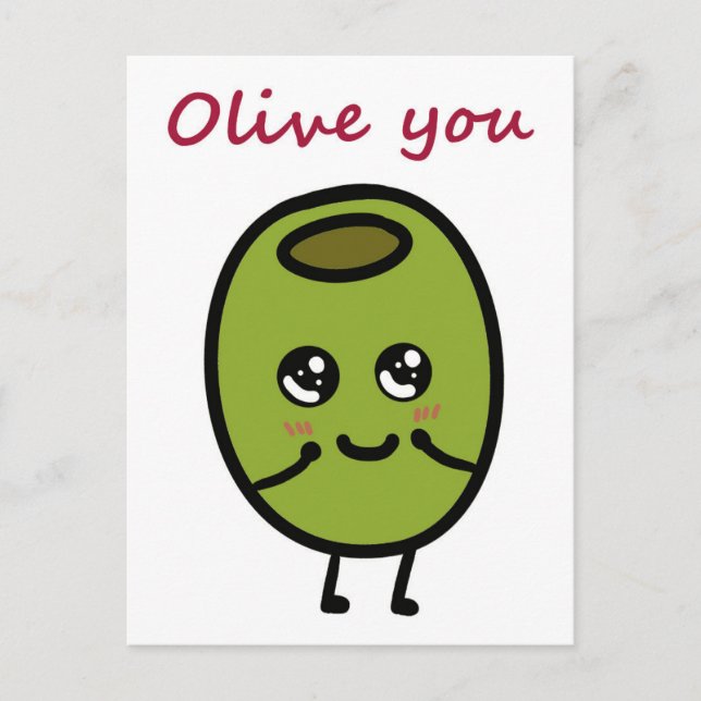Olive you puste Postkarte für Liebhaber (Vorderseite)