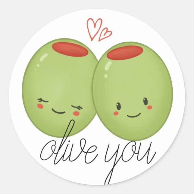 Olive You Runder Aufkleber (Vorderseite)