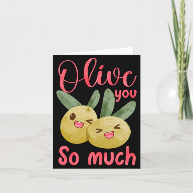 Olive You So Much Funny Food Pun Baby  Karte (Vorderseite)