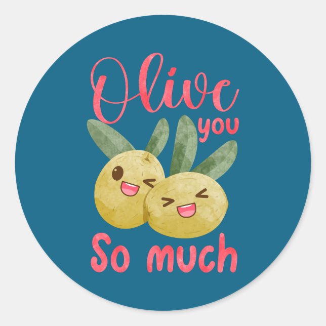 Olive You So Much Funny Food Pun Baby  Runder Aufkleber (Vorderseite)