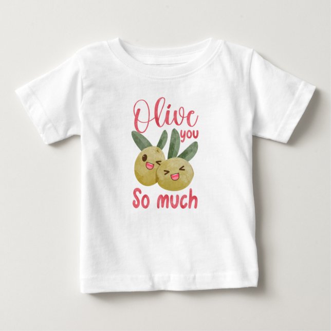 Olive you so viel lustige Food Puff Baby T-shirt (Vorderseite)