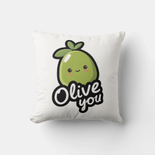 Olive You – Süßes Kawaii-Oliven-Wortspiel-Design Kissen