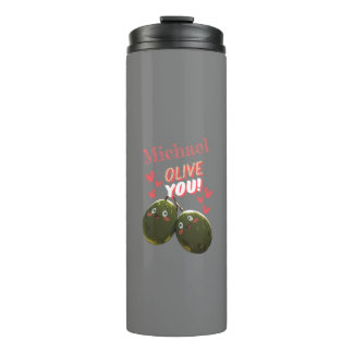 Olive You Two Olive Hearts Thermosbecher
